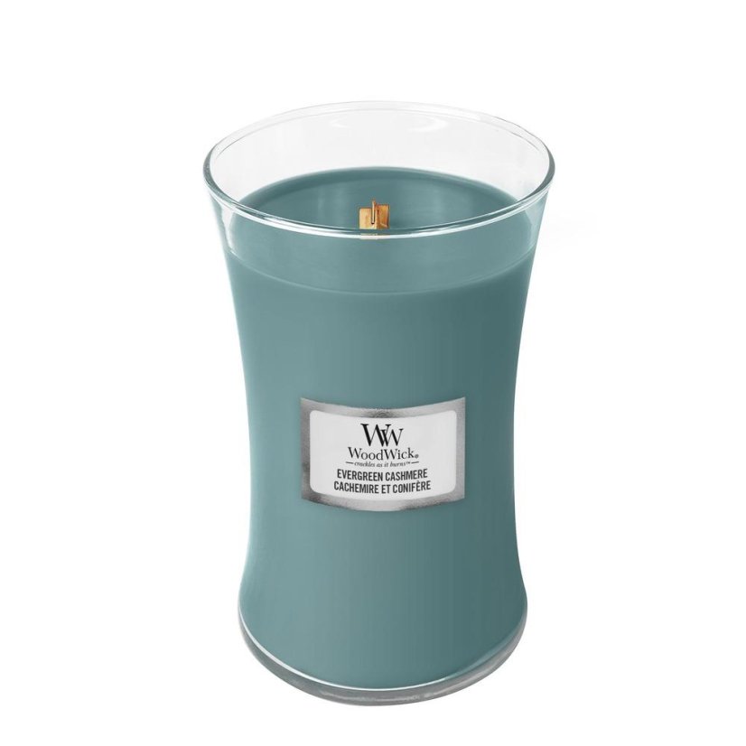 Große WoodWick-Kerze, Evergreen Cashmere