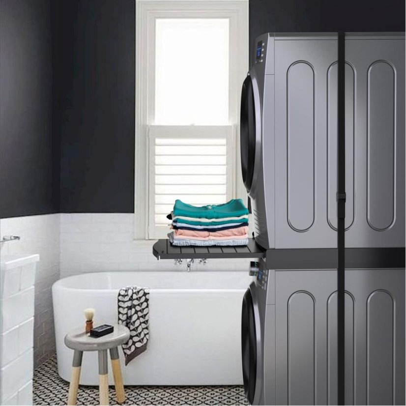 Zwischenstück für Waschmaschine und Wäschetrockner Meliconi 656136 Torre Black, schwarz