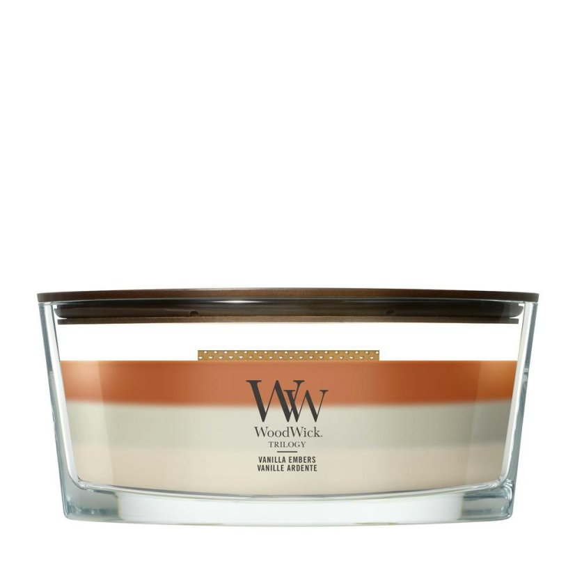 WoodWick Trilogy-Kerze im Schiffsglas, Vanilla Embers