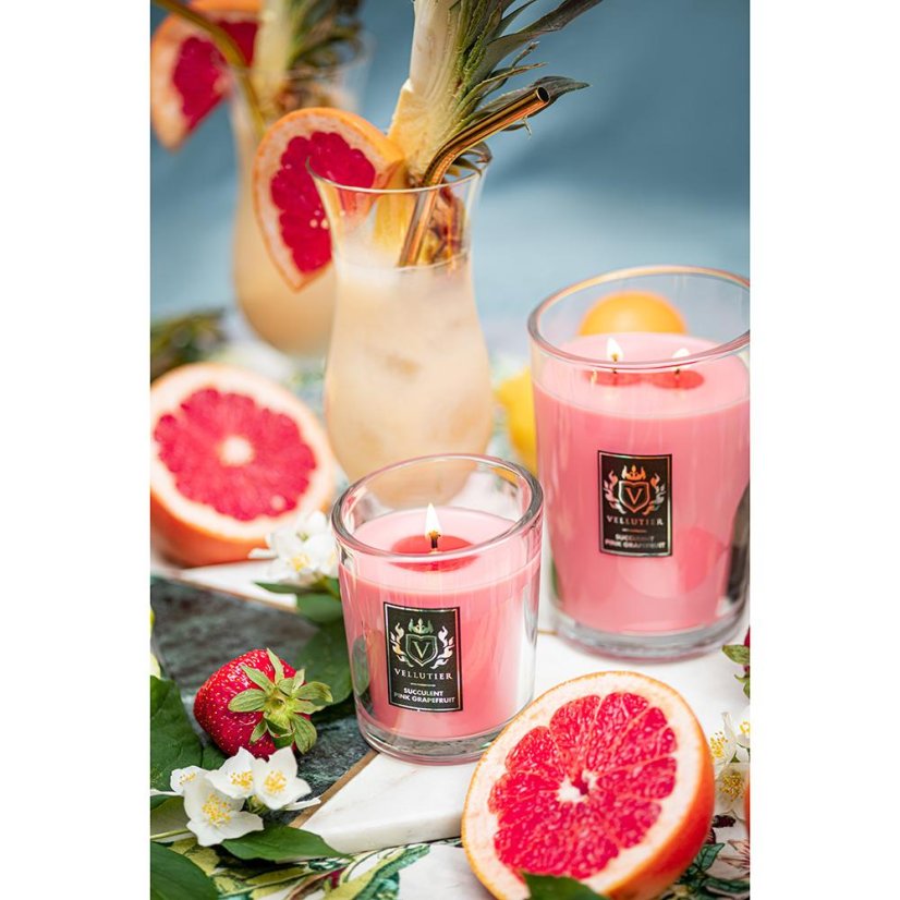 Vellutier közepes méretű gyertya, Succulent Pink Grapefruit