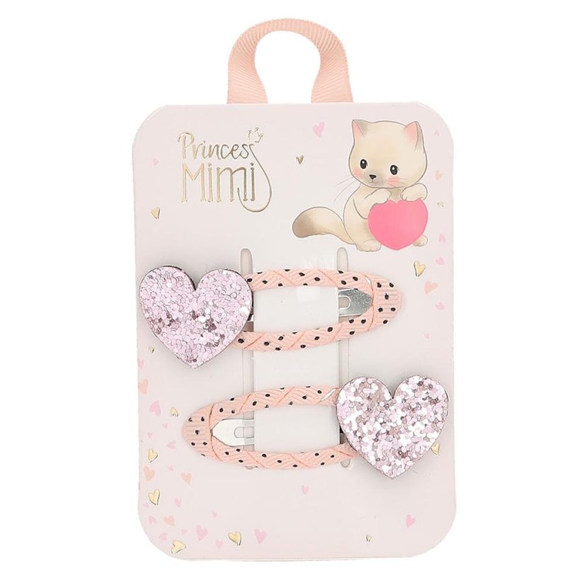 Sponky do vlasů se třpytkami Princess Mimi srdíčka
