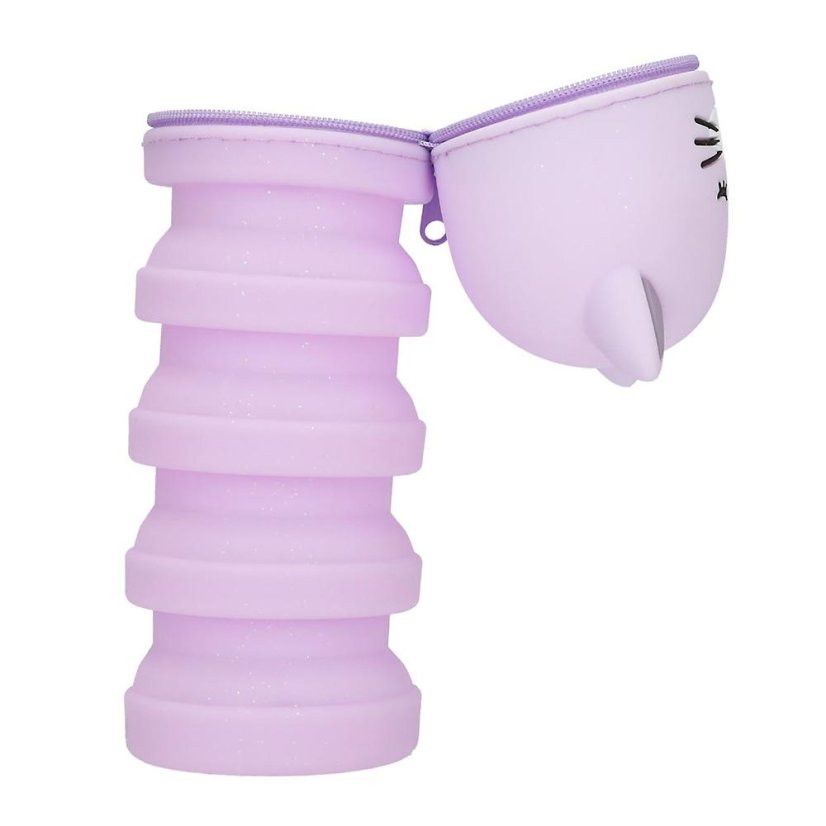 Top Model Silicone Pencil Case – Blooming Kitty Purple Kitten