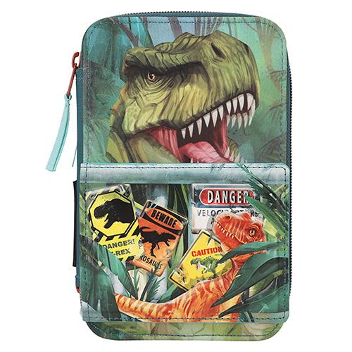 Trzypiętrowy 3D piórnik z wyposażeniem Dino World T-Rex Danger