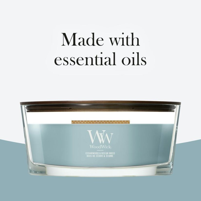 WoodWick-Kerze im Schiffsglas, Cedarwood & Ocean Moss
