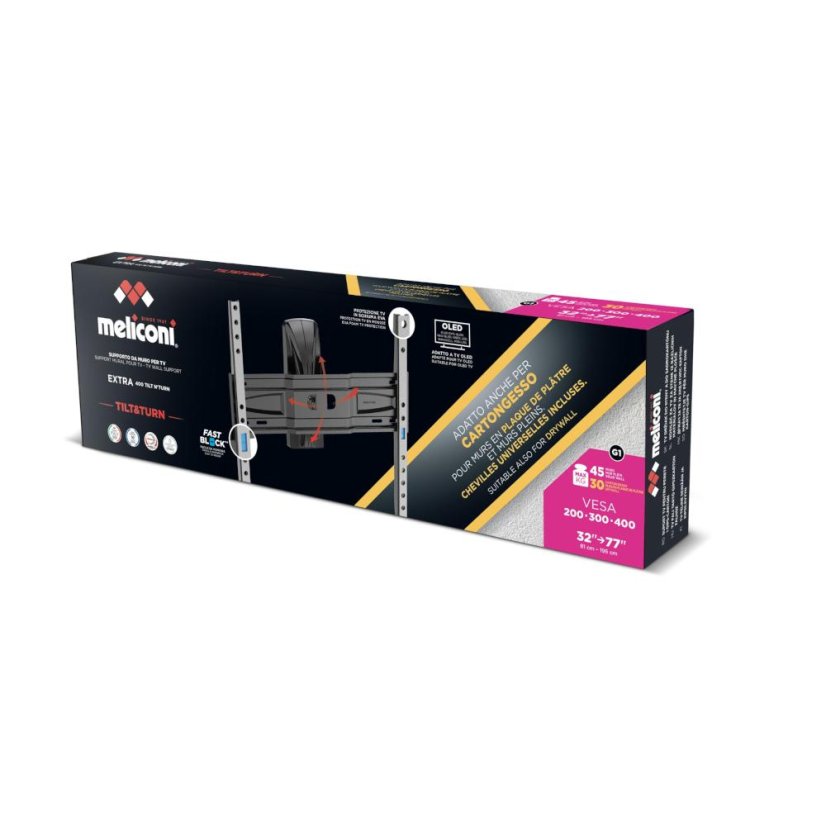 Neigbare TV-Halterung (Wand/Trockenbau) Meliconi 480877 EXTRA 400 Tilt N Turn CG schwarz