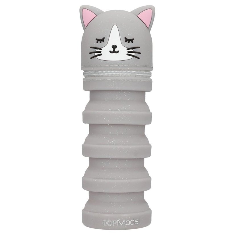Top Model Silicone Pencil Case – Blooming Kitty Gray Cat