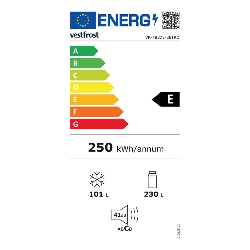 Vestfrost VR-FB373-2E1RD červená kombinovaná chladnička