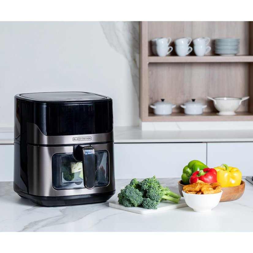 Heißluftfritteuse Black+Decker BXAF6500E schwarz-silber