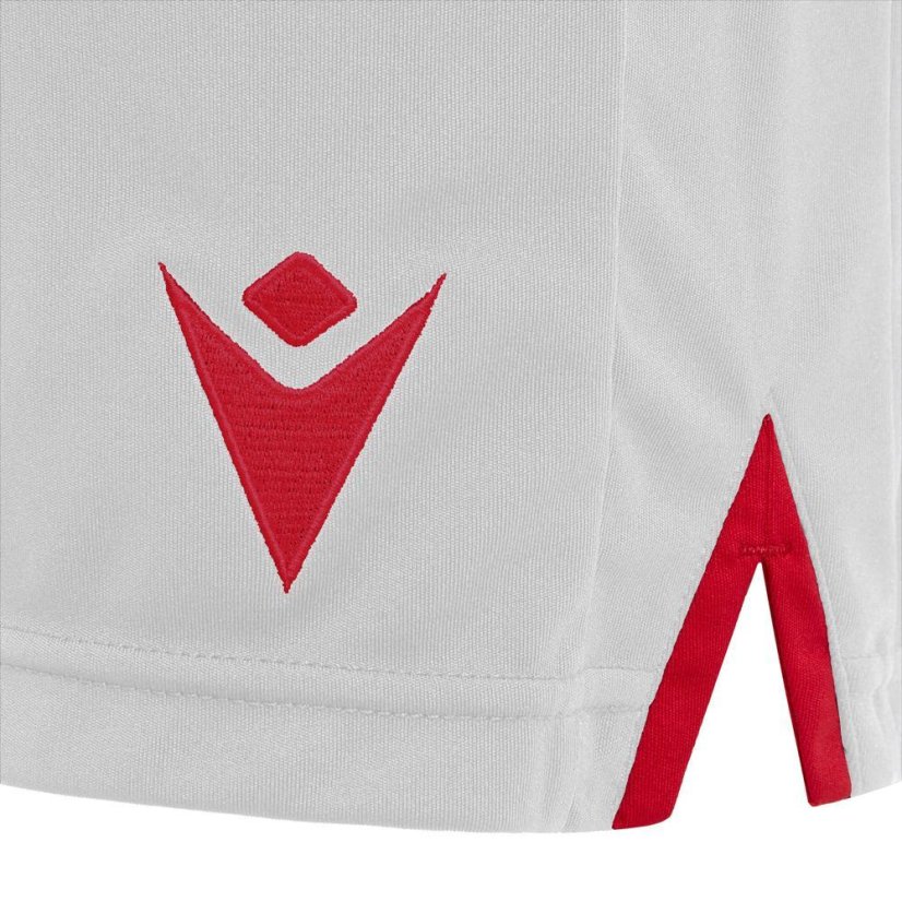 Macron Tempel Fußballshorts - Farbe: Weiß/Rot, Größe: XXS