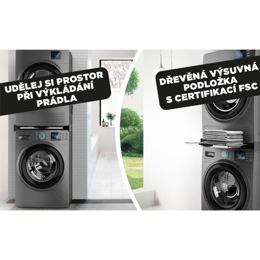 Universal adapter between the handle and the dryer with a wooden shelf Meliconi Torre DARK 656128 black