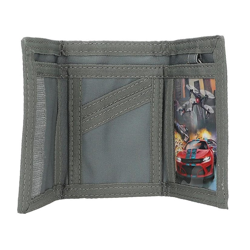 Látková peněženka na suchý zip Action World, závodní auto