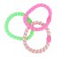 Set of 3 Top Model hair ties, neon green and pink shades