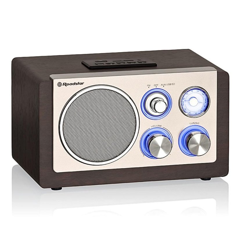 Roadstar HRA-1345NUS/WD strieborné drevené rádio