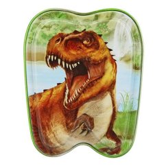 Dino World barna T-Rex fogakhoz való fémdoboz