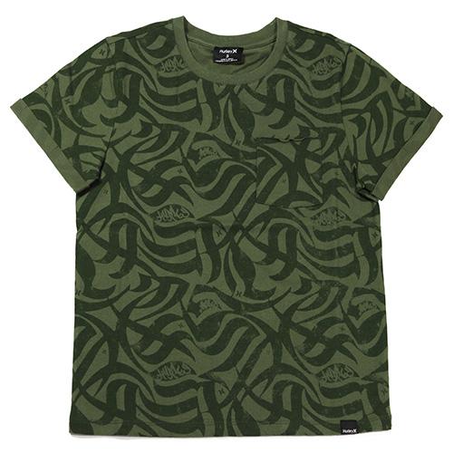 Hurley Oceancare Full Print Women's T-shirt - Color: Green, Size: S