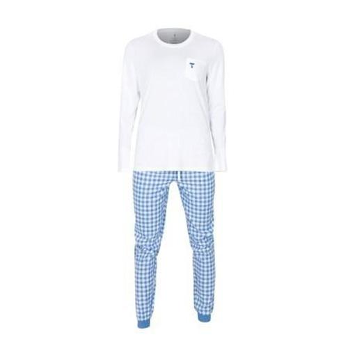 Women's Tufte Checkers pajamas - Color: White/blue, Size: S