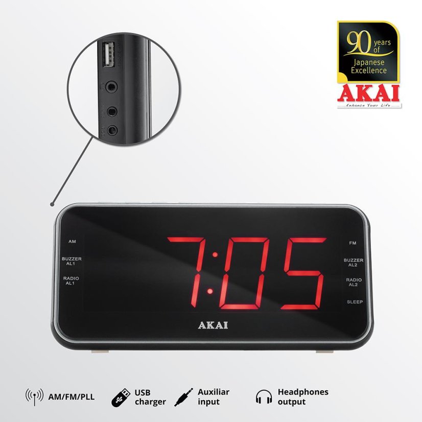 AKAI ACR-3899 čierny rádiobudík