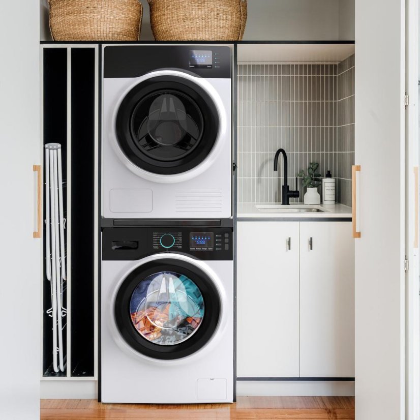 Zwischenstück für Waschmaschine und Wäschetrockner Meliconi 656136 Torre Black, schwarz