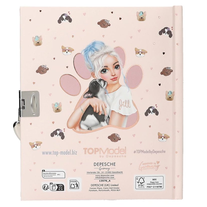 Top Model Kitty & Doggy lockable diary, Hayden and puppy
