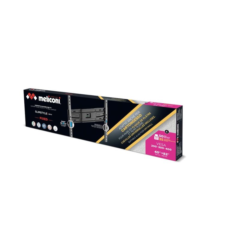Feste TV-Halterung (Wand/Trockenbau) Meliconi 480957 Slimstyle Plus 400S CG schwarz