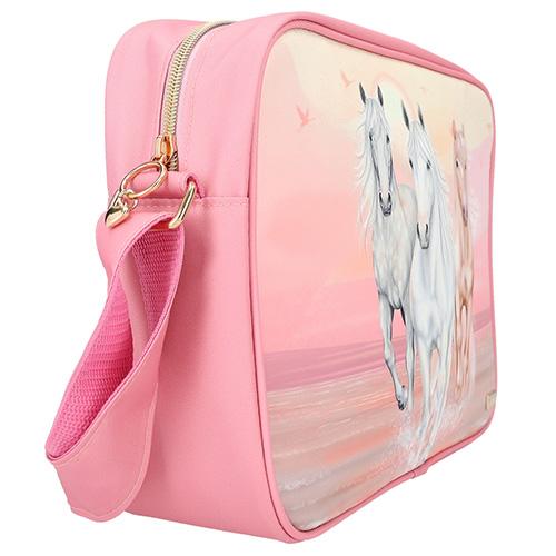 Crossbody Miss Melody, sunset, 3 horses, pink