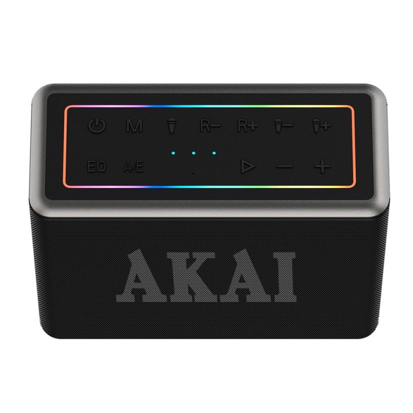 Speaker with microphones and AKAI ABTSW-120 black controller