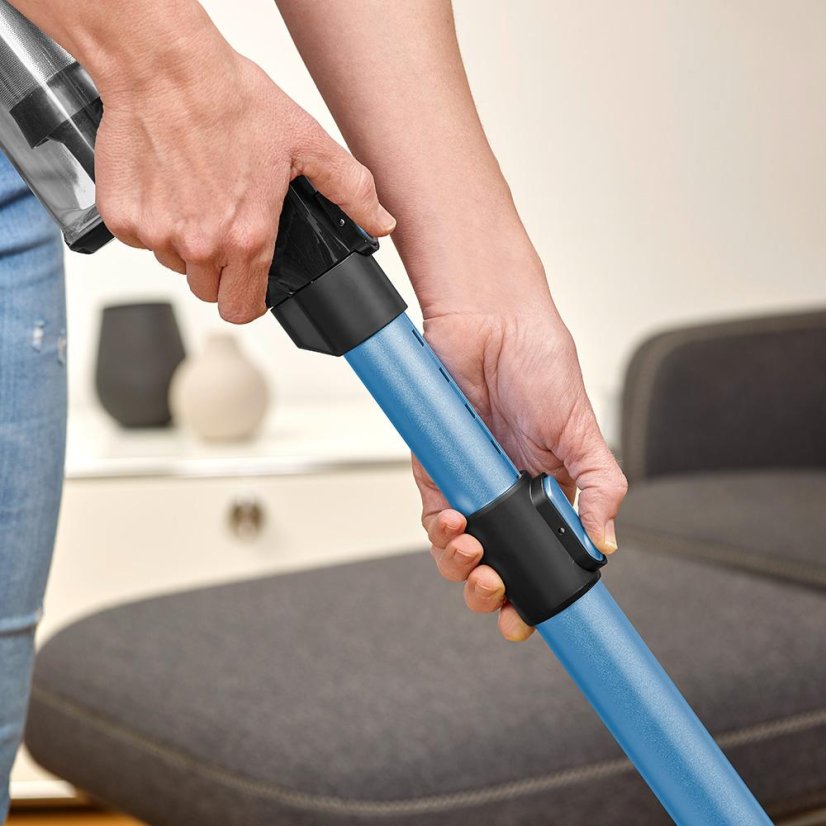 Severin S'Power Slim HV 7151 stick vacuum cleaner, black and blue