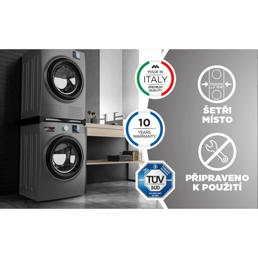 Universal adapter between the handle and the dryer with a wooden shelf Meliconi Torre DARK 656128 black