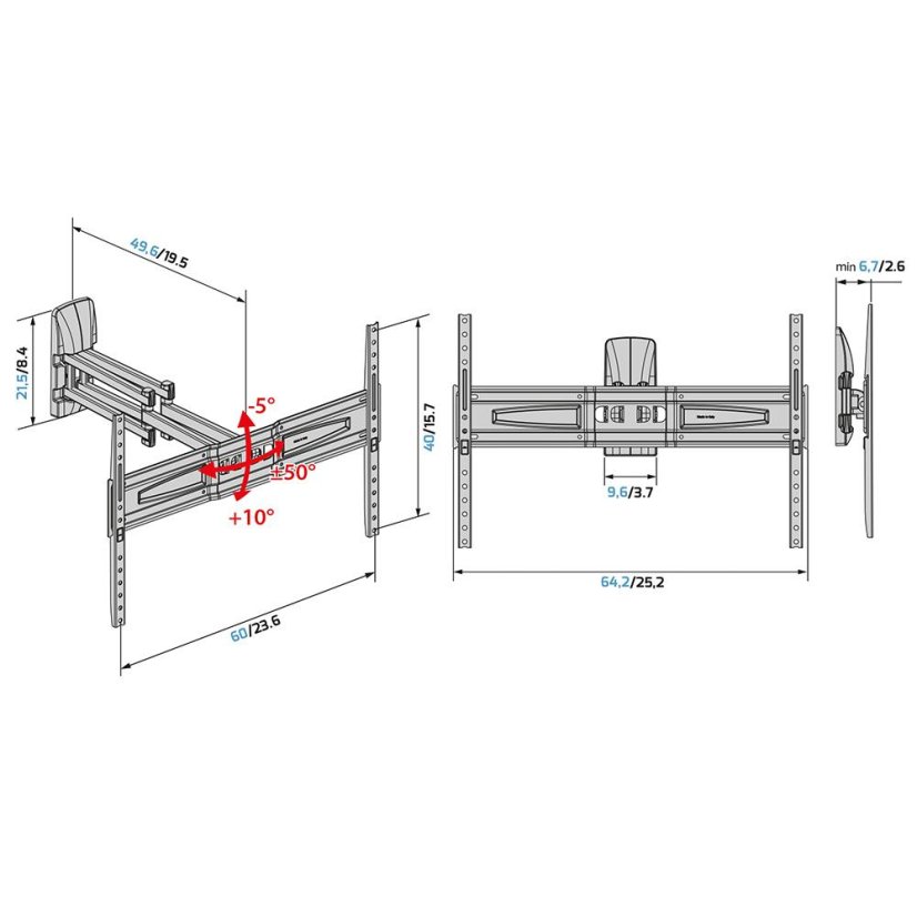 Meliconi FlatStyle FDRP 600 580471 black double rotation TV mount