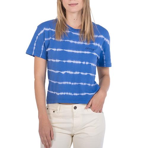 Hurley Ocencare Palm Stripes Women's T-Shirt - Color: Blue, Size: XS