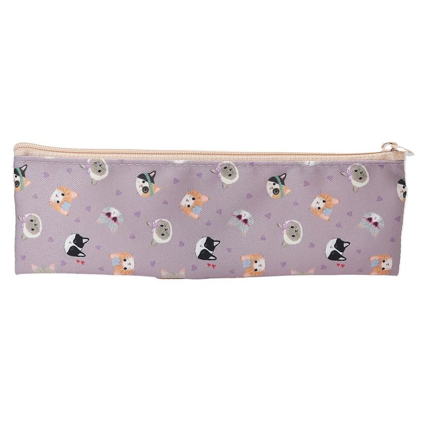 Single-layer pencil case with accessories and Kitty & Doggy pocket