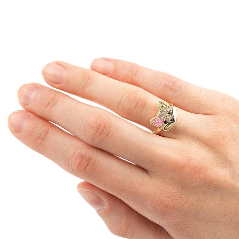 Verstellbarer Ring mit Strasssteinen Princess Mimi, goldenes Füchslein