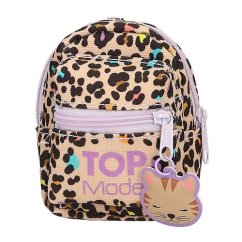 Top Model Talita backpack-shaped keychain, leopard print
