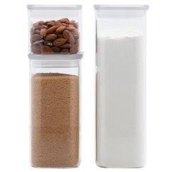Set of 3 Pebbly PKV-067 glass jars, 470 ml, 1.2 l, 1.8 l