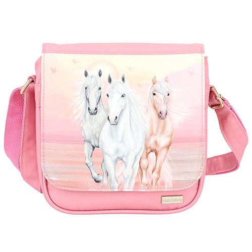 Crossbody Miss Melody, 3 horses running, pink
