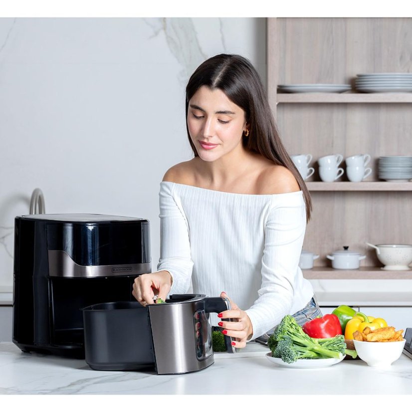 Heißluftfritteuse Black+Decker BXAF6500E schwarz-silber