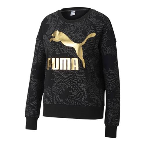 Damen-Sweatshirt Puma Classics Graphics AOP Crew Sweat - Farbe: Schwarz, Größe: S