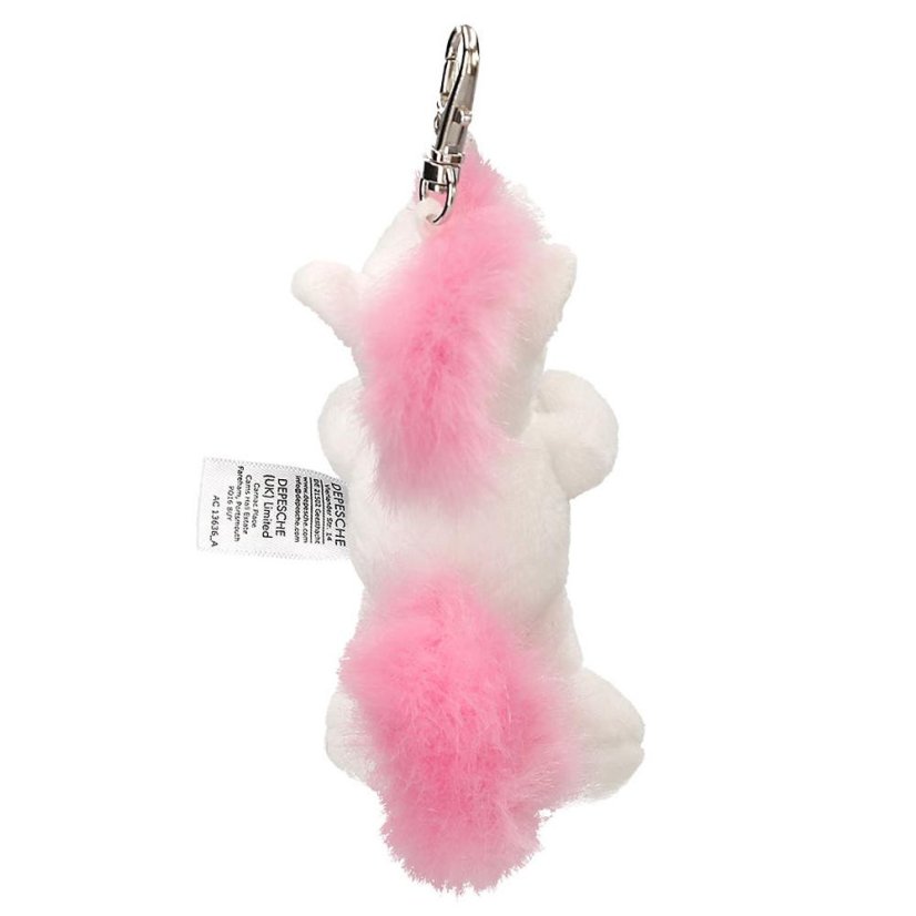 Plush unicorn keychain with Ylvi carabiner, pink heart