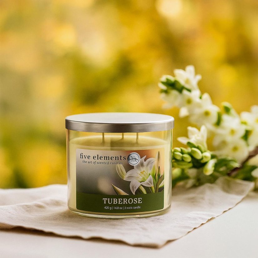 Duftkerze Five Elements Tuberose, 420 g, 3 Dochte