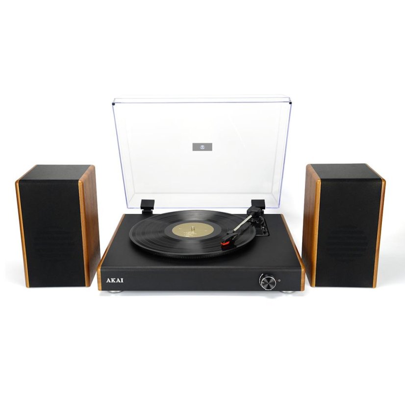 AKAI ATT-240SP black-wood turntable with speakers