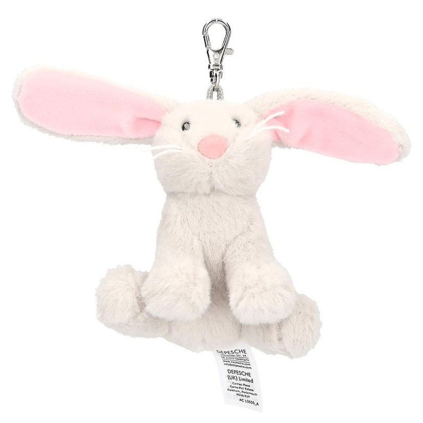 Nelly Princess Mimi plush bunny keychain, gray