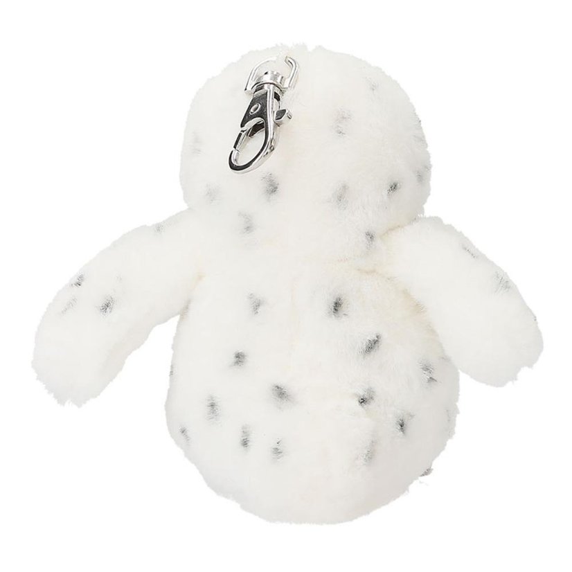 Snukis plush owl with carabiner, white