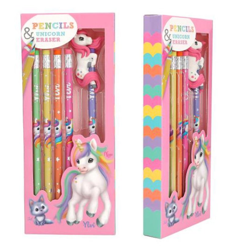 Ylvi Rainbow egyszarvú alakú radírral ellátott ceruzakészlet