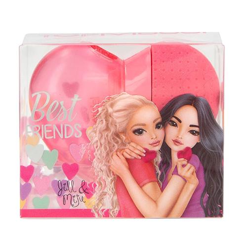 Heart-shaped eraser and Top Model Best Friend pencil sharpener, pink