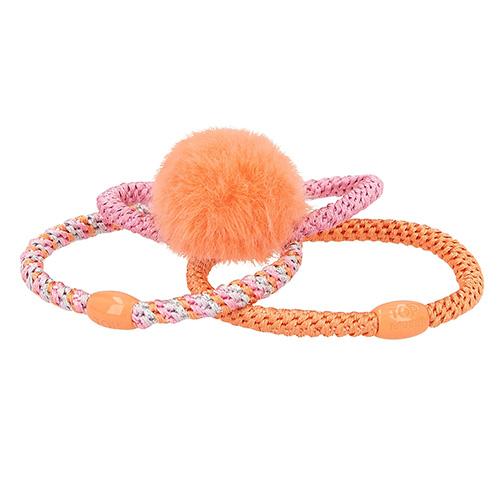 Top Model rubber bands, 3 pcs, orange pompom