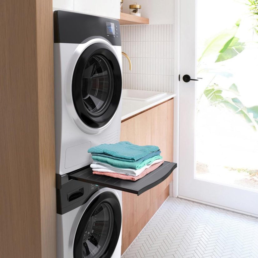 Zwischenstück für Waschmaschine und Wäschetrockner Meliconi 656136 Torre Black, schwarz
