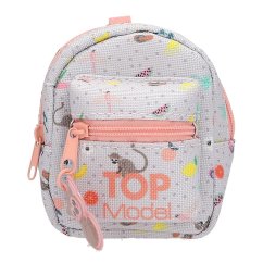 Přívěsek mini batůžek s karabinkou Top Model, ozdoba opičky, oranžový zip