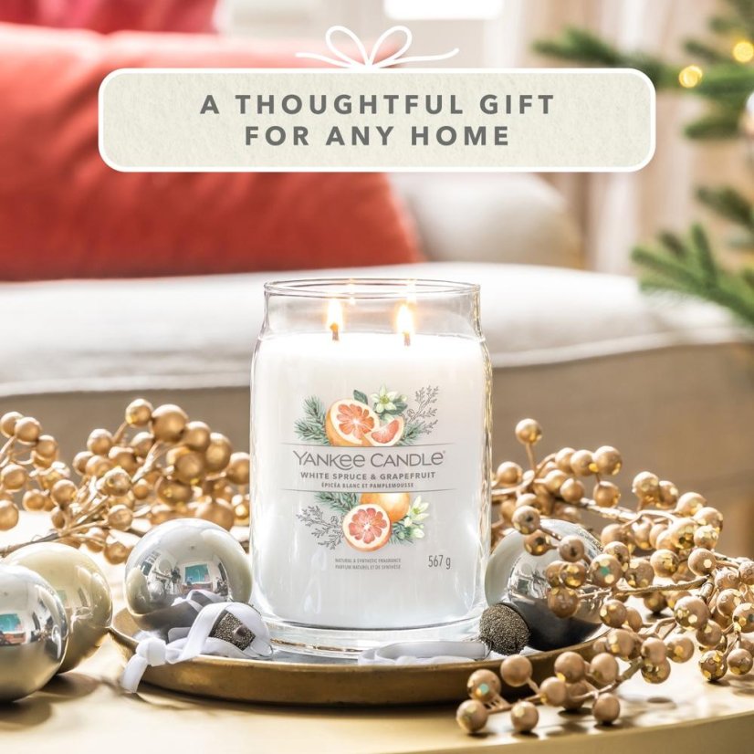 Yankee candle Signature Kerze, groß, White Spruce & Grapefruit