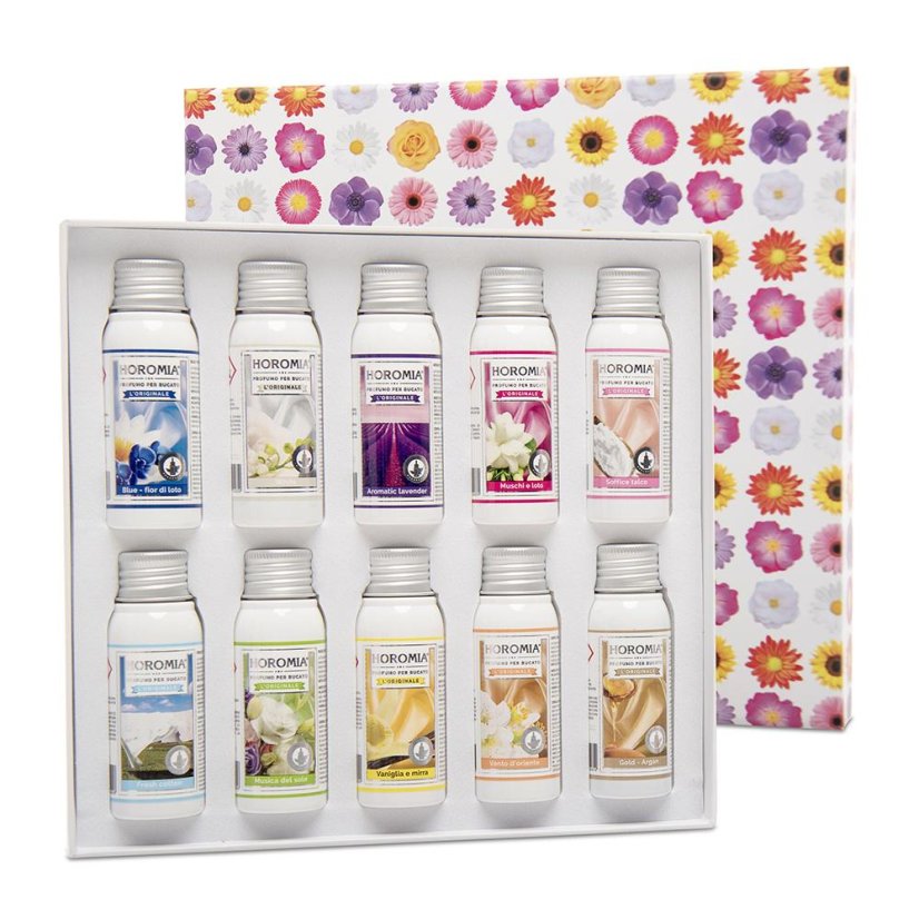 Geschenkset mit Horobox fiori Wäscheparfüms, 10 x 50 ml