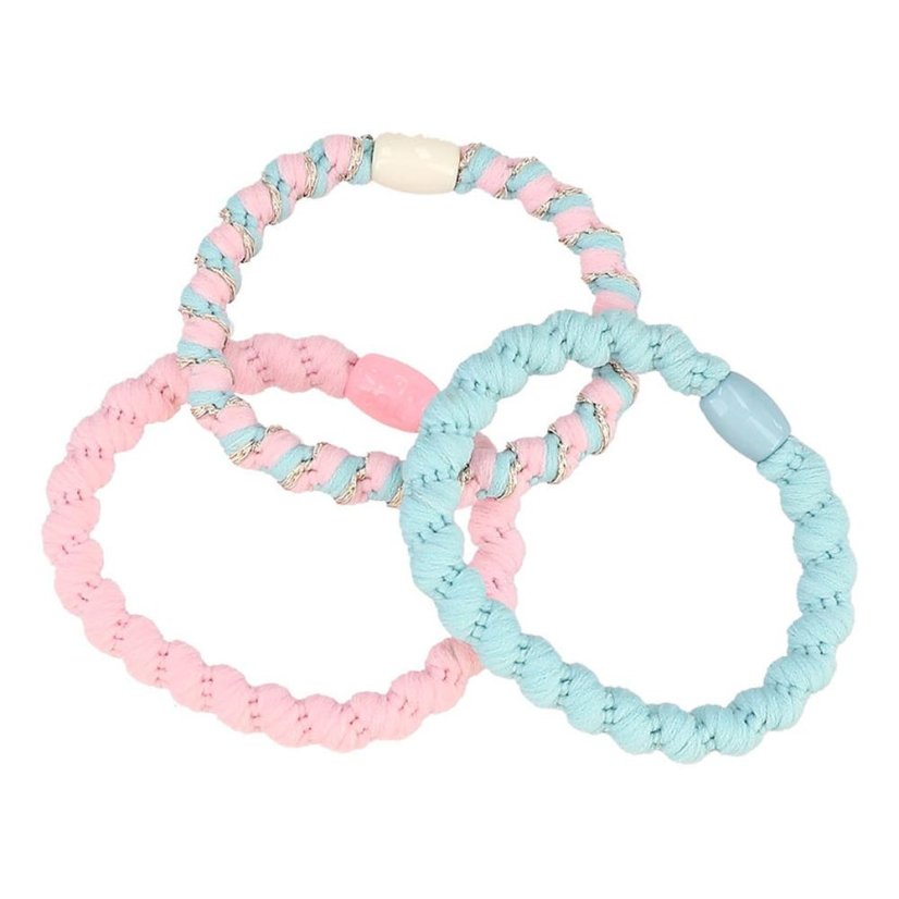 Set of 3 Top Model hair ties, blue and pink shades